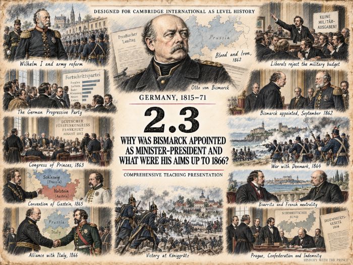 Bismarck’s Appointment & Aims to 1866 | Cambridge AS Level History 9489 | Unit 2.3