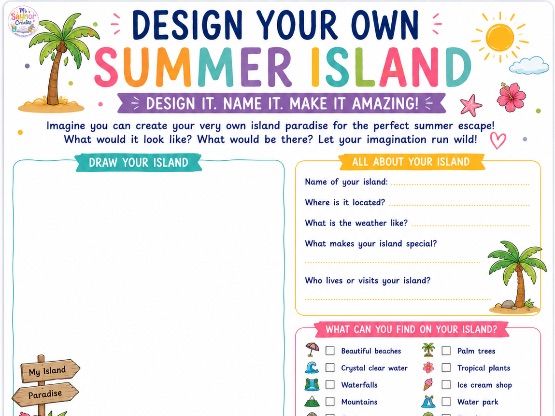 Design Your Own Summer Island | KS2 Creative Writing & End of Year Activity