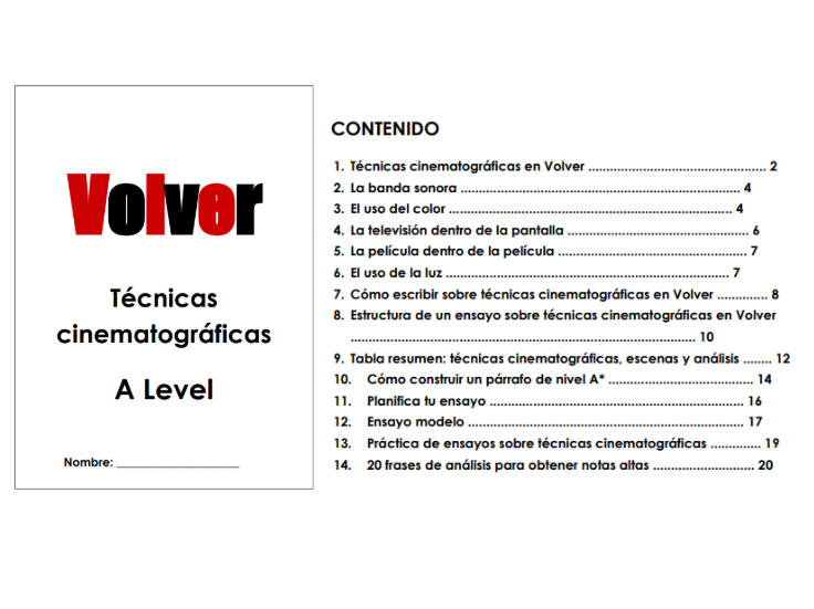 Volver: cinematic techniques_técnicas cinematográficas_AQA_20 pages