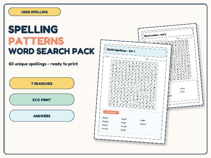 UKS2 Spelling Patterns Word Search Pack | 7 Activities