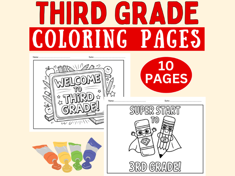 First Week Coloring Pages for Third Graders: Welcome to 3rd Grade Activities