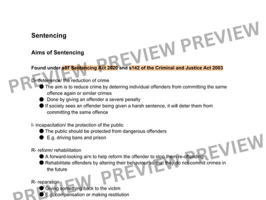 OCR A-Level Law Paper 1: Sentencing, Lay Magistrates and Juries A* Revision Notes