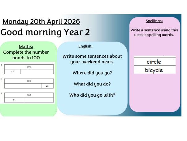 Morning Activities Summer 1 - Year 2 - Editable