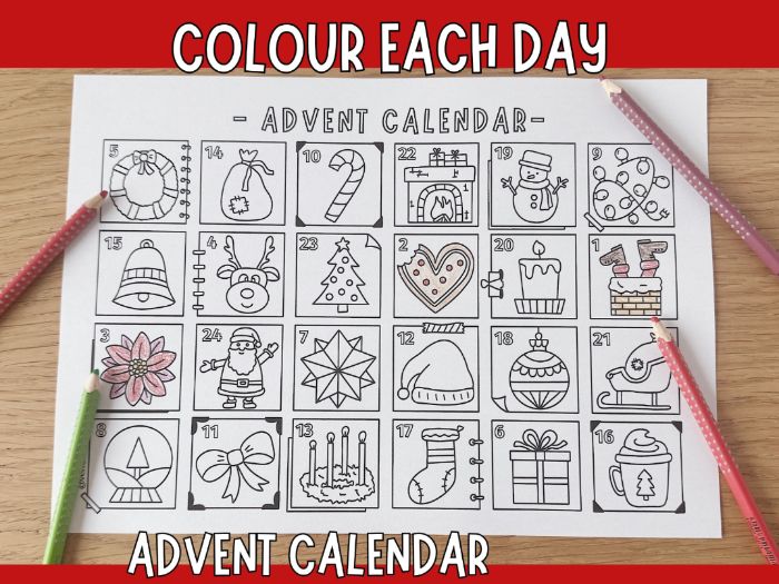 Printable Advent Calendar – Colour each day