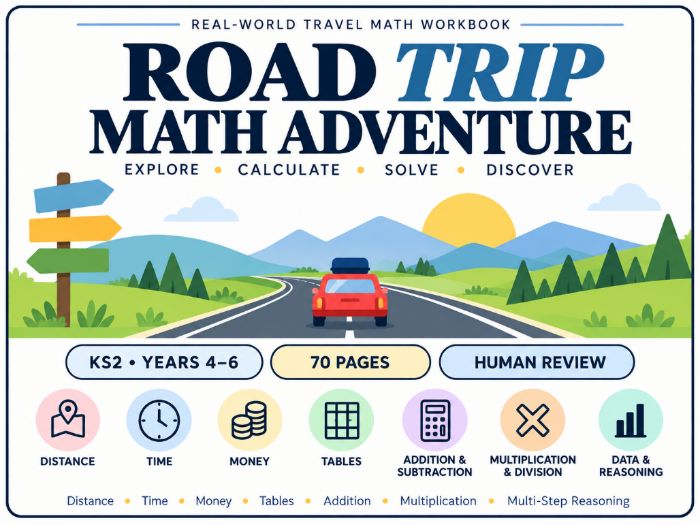 Road Trip Maths Adventure | KS2 Years 4–6 | 70 Pages