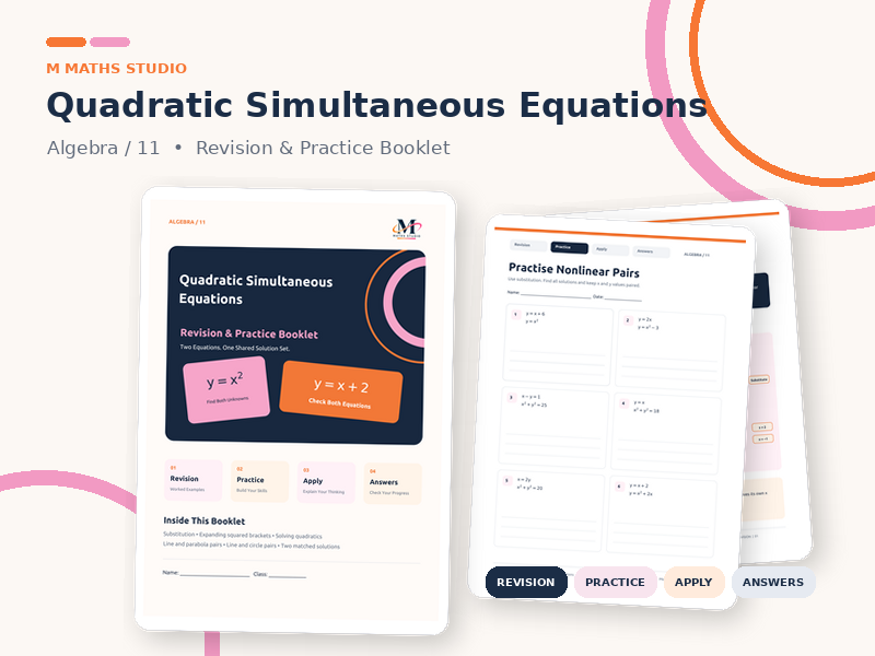 Quadratic Simultaneous Equations | Revision Booklet