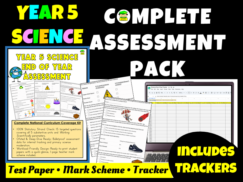 Year 5 Science End of Year Assessment Paper, Mark Scheme & Gap Analysis Tracker