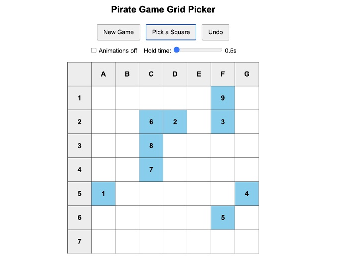 Pirate Game Grid Picker