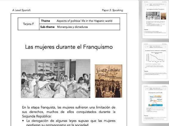 A Level Spanish Speaking Cards Bundle