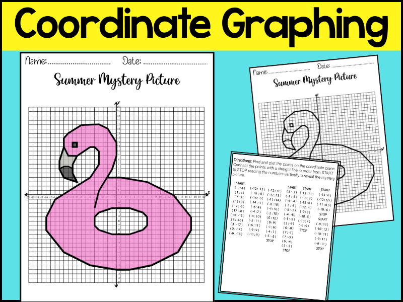 Summer Coordinate Graphing Picture End of the Year Math Activity