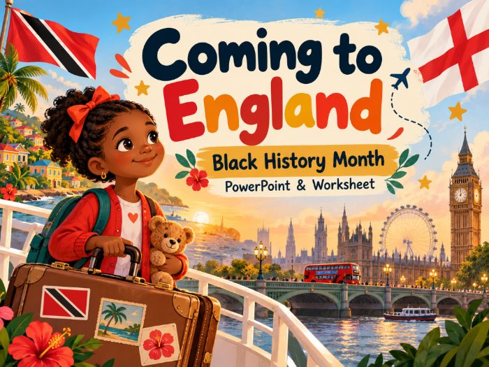 Coming to England – Black History Month KS1 | Floella Benjamin PowerPoint & Worksheets