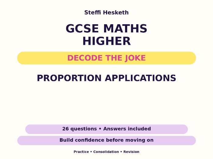 Proportion Applications | GCSE Decode the Joke + Answers