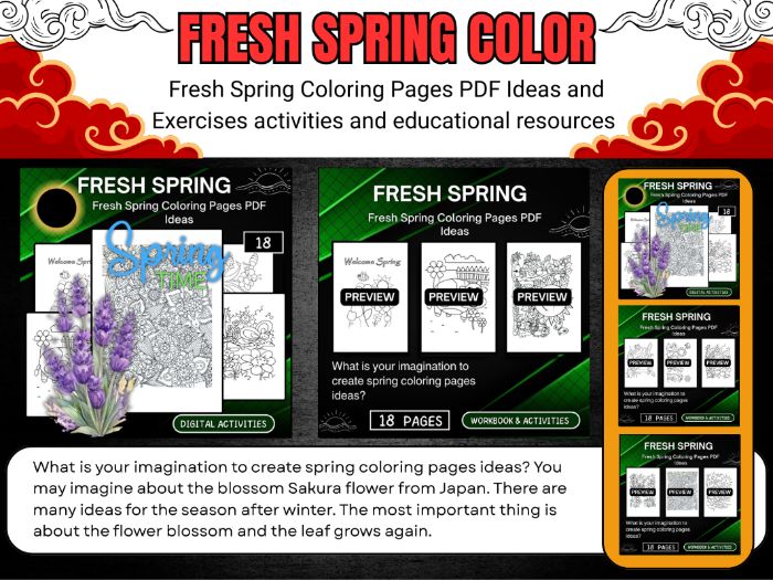 Fresh Spring Coloring Pages PDF Ideas Worksheets activities for kids