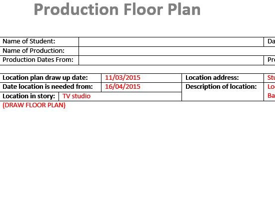 Birds Eye Floor Plan (Film & TV/Media Students)