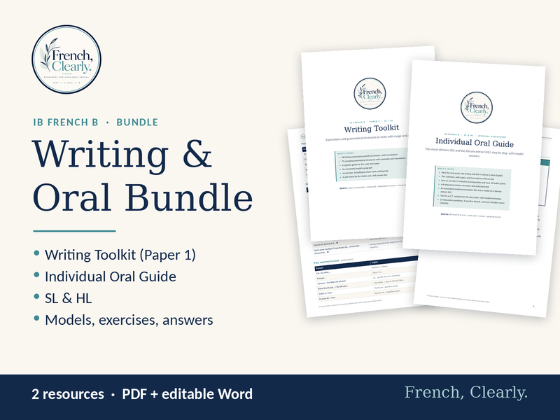 IB French B Writing & Oral Bundle (SL/HL) – Paper 1 Writing Toolkit & Individual Oral Guide