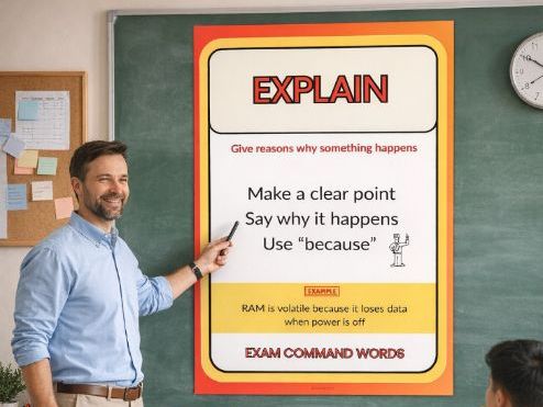 FREE GCSE Computer Science Command Words Posters (Explain, Describe, Identify) | KS4 Exam Keywords