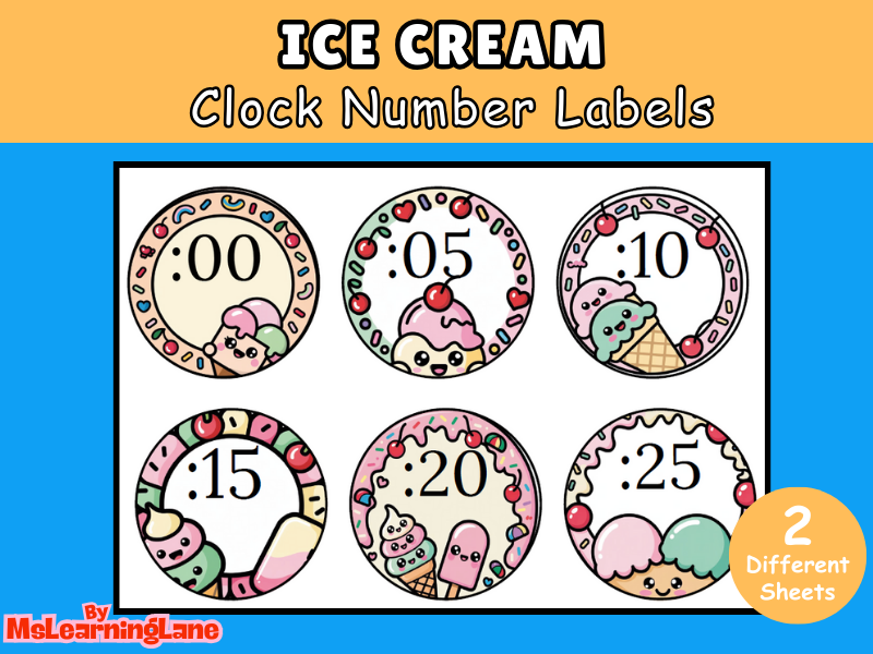Ice Cream Clock Cover | Sweet-Themed Printable Classroom Decor for Telling Time