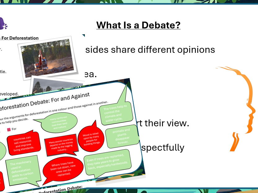 Y4 Geography - Rainforest - lesson 6 debate the advantages and disadvantages of deforestation