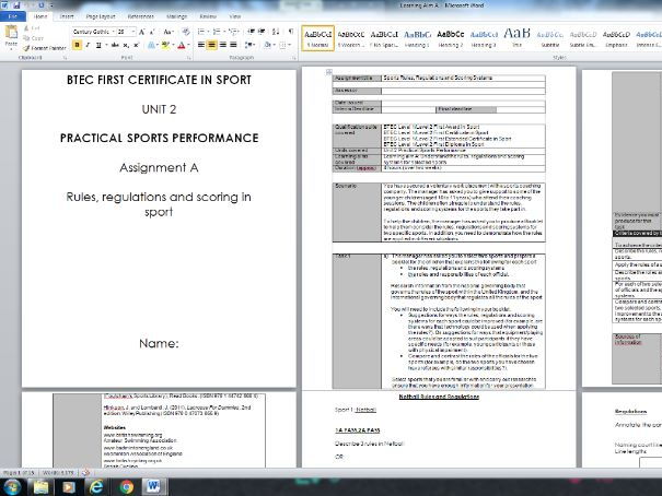 BTEC SPORT LEVEL 2 UNIT 2 PRACTICAL SPORT Student Booklet AIM A B C 