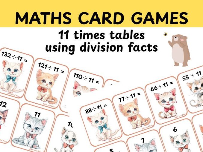 Eleven times tables division card game