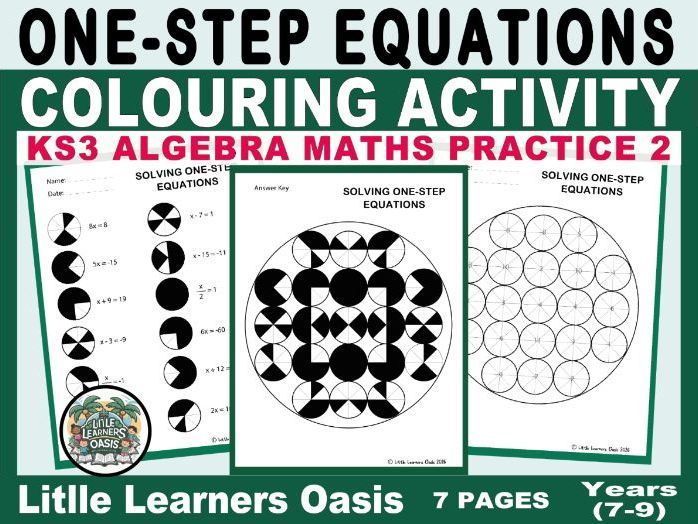 One-Step Equations Colouring Activity | KS3 Algebra Maths Practice 2