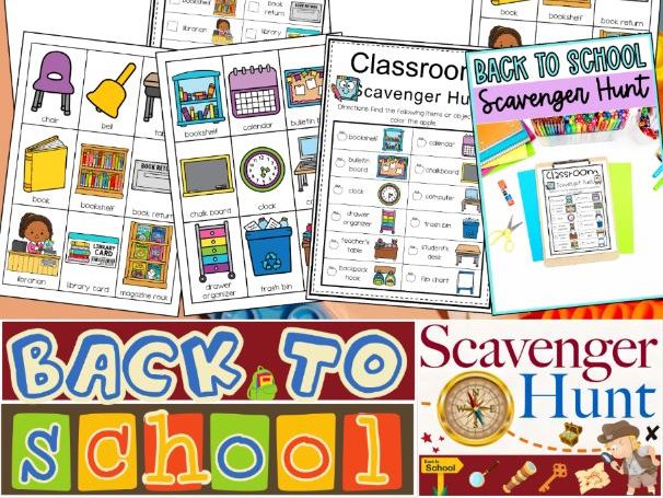 First Day Of Back To School and Library Scavenger Hunt | Open House Activities