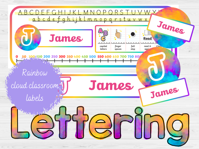 Classroom Decor Labels - Rainbow Clouds