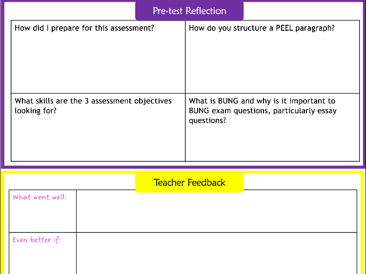 FREE AQA A-Level Psychology Assessment Wrapper | Student Reflection, Teacher Feedback & DIRT