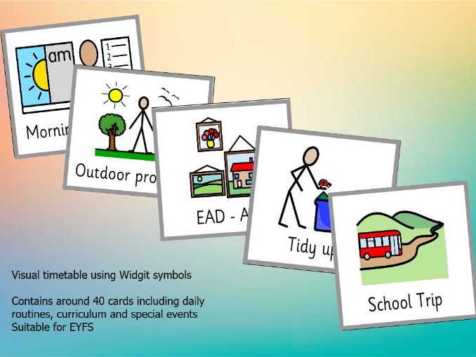 EYFS Visual Timetable Cards with Widgit Symbols