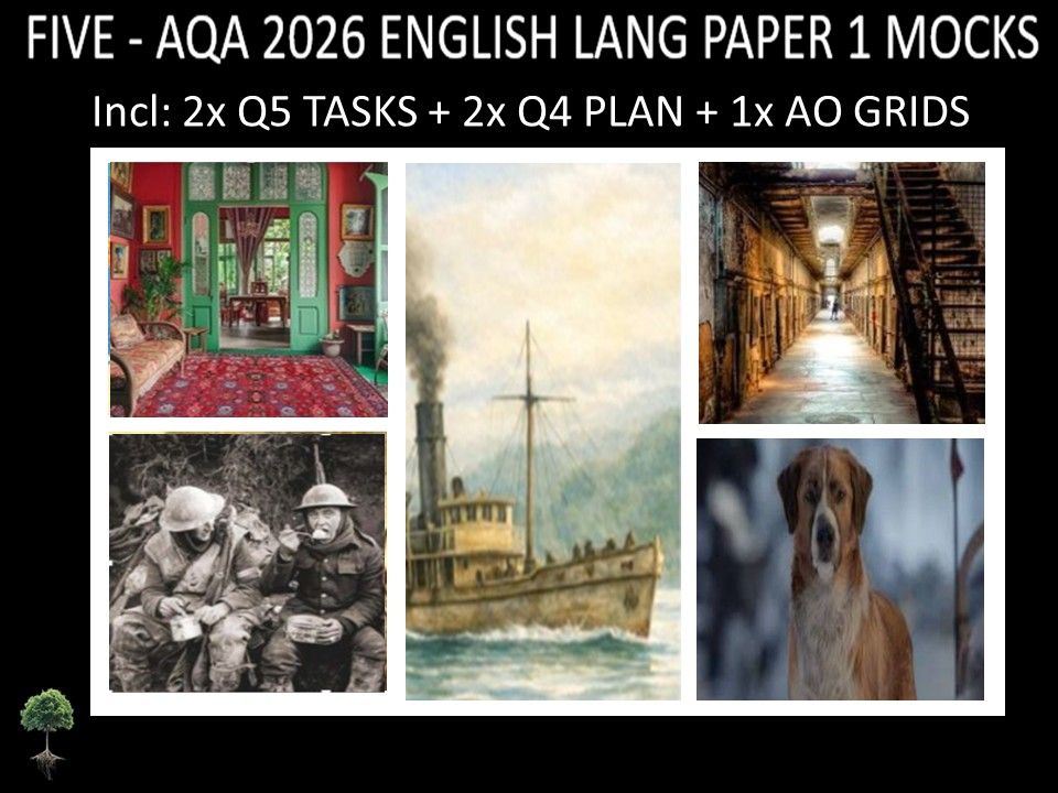 FIVE - AQA PAPER 1 | 2026 FULL MOCKS | Q5 TASKS | Q4 PLAN | AO GRIDS