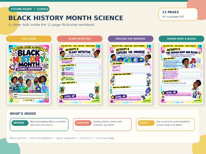 Black History Month Science Workbook 12 Printable Pages