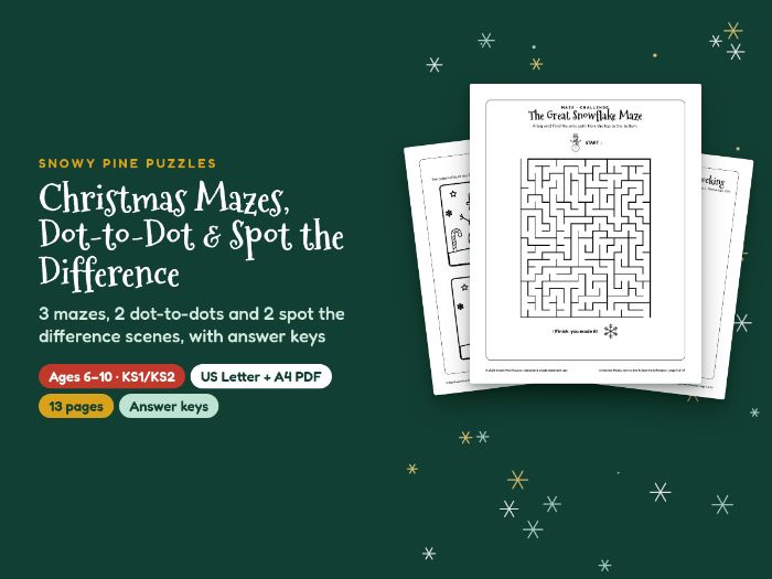 Christmas Mazes, Dot-to-Dot & Spot the Difference KS1/KS2