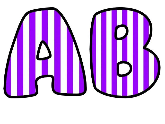 Violet Vertical Stripes Bubble Letters | Striped Bulletin Board Letters | Classroom Display Pack