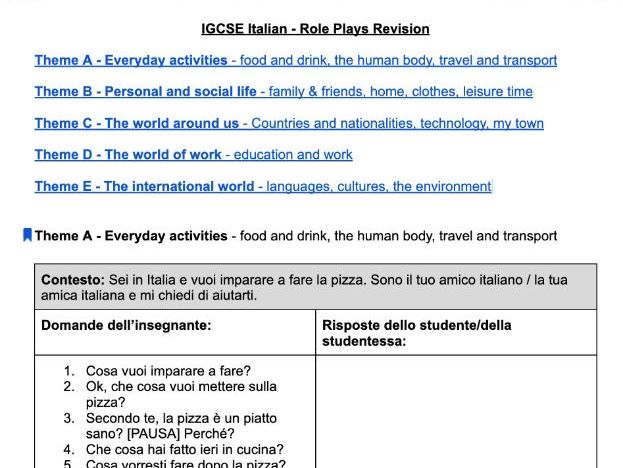 IGCSE Italian Speaking Revision