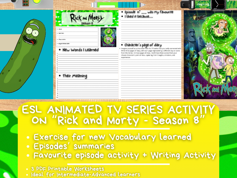 ESL Animated TV Series Activity Worksheets on "Rick and Morty" - Season 8