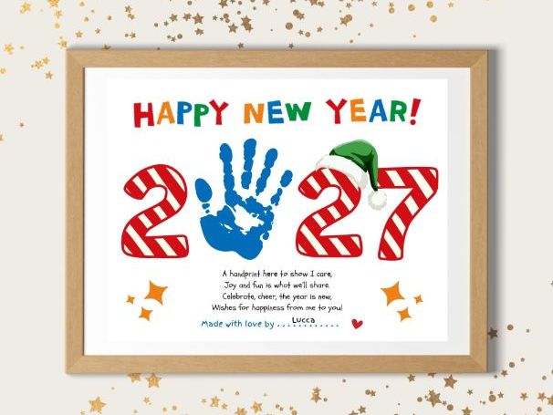 Happy New Year 2027 Handprint Craft – Personalized Keepsake for Kids