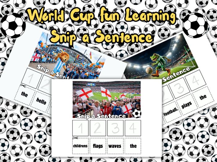 20 World Cup Fun Learning Worksheets – Snip a Sentence