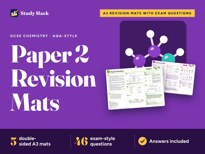 GCSE Chemistry Paper 2 Revision Mats: 5 A3 mats, exam questions and answers (AQA-style)