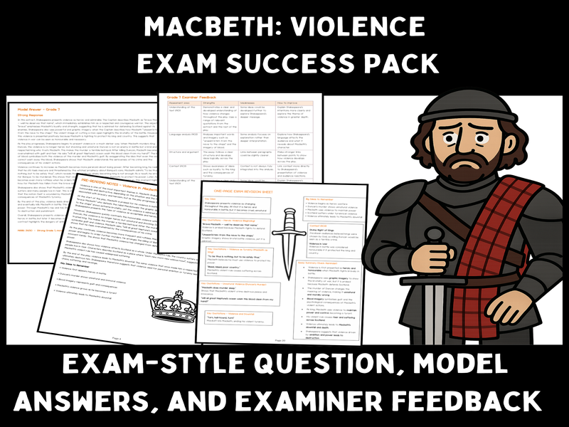 GCSE Macbeth – Violence Exam Question Pack (AQA) | Model Essays Grades 5–9