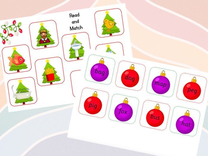Christmas - Read and Match Phonics Phase 2