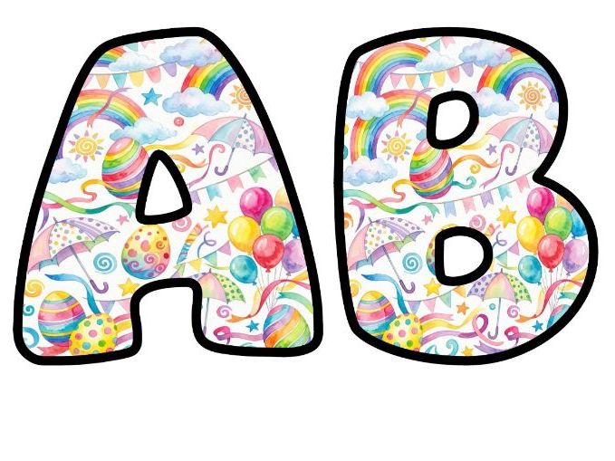 Easter Rainbow Pastel Bubble Letters | Seasonal Bulletin Board Letters | Classroom Display Pack