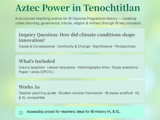 IB DP History Paper 1 Aztec Empire OUTLINE - How climate conditions shape innovation