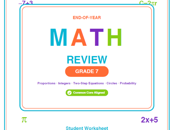 7th Grade End of Year Math Review Worksheets & Games | Common Core Aligned