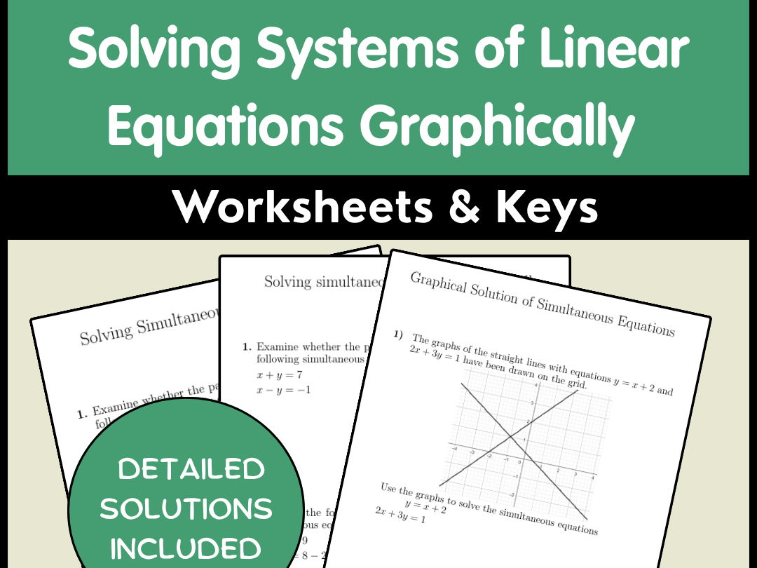 Solving Systems of Linear Equations Graphically Worksheets & Keys