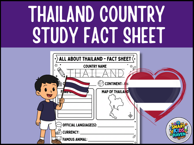 Thailand Map and Flag Country Study Research Project Worksheet Geography Activity