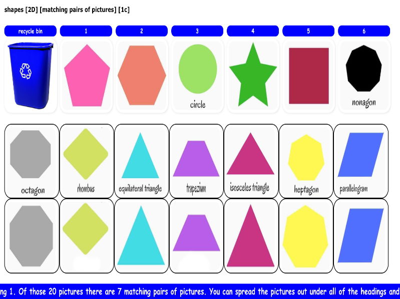 shapes [2D] [matching pairs of pictures] [1c]