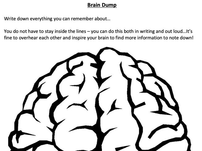 Brain dump sheet