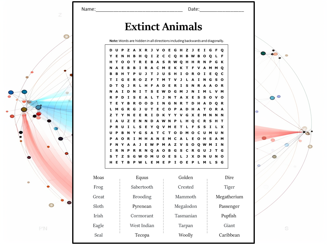Extinct Animals Word Search Puzzle Worksheet Activity | Teaching Resources