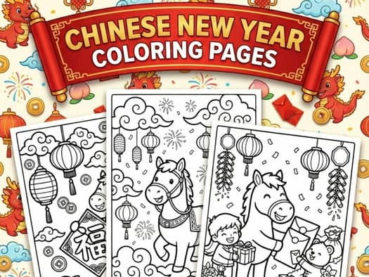 Chinese New Year Coloring Pages Activities Printables Year of the Horse Kids