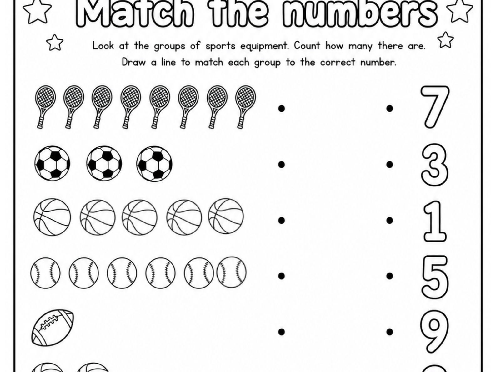 KS1 Math 1-10 Number Matching  Colouring Worksheet